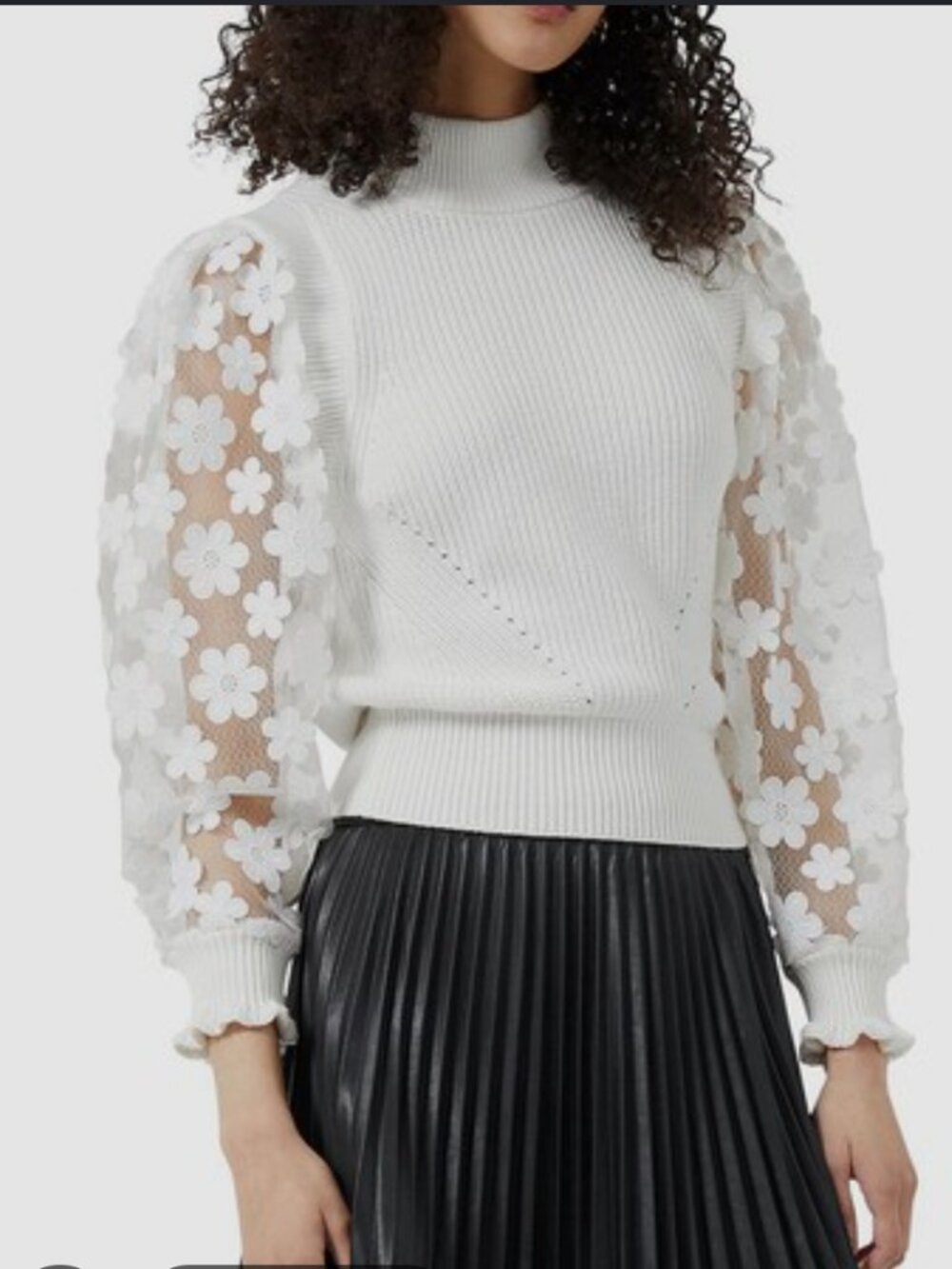 French Connection White Floral Sweater